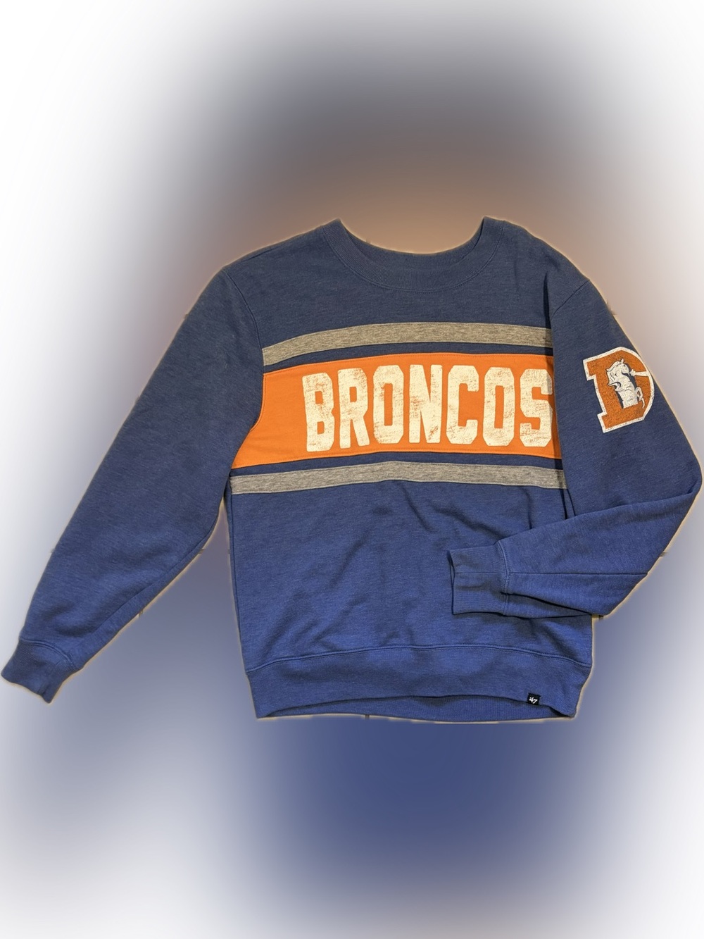 ‘47 Brand Broncos Crewneck Sweatshirt - Blue & Orange